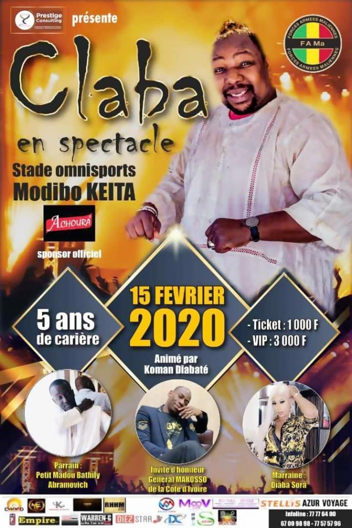 Claba en spectacle le samedi 15 février au Stade Omnisports Modibo Kéïta, à Bamako